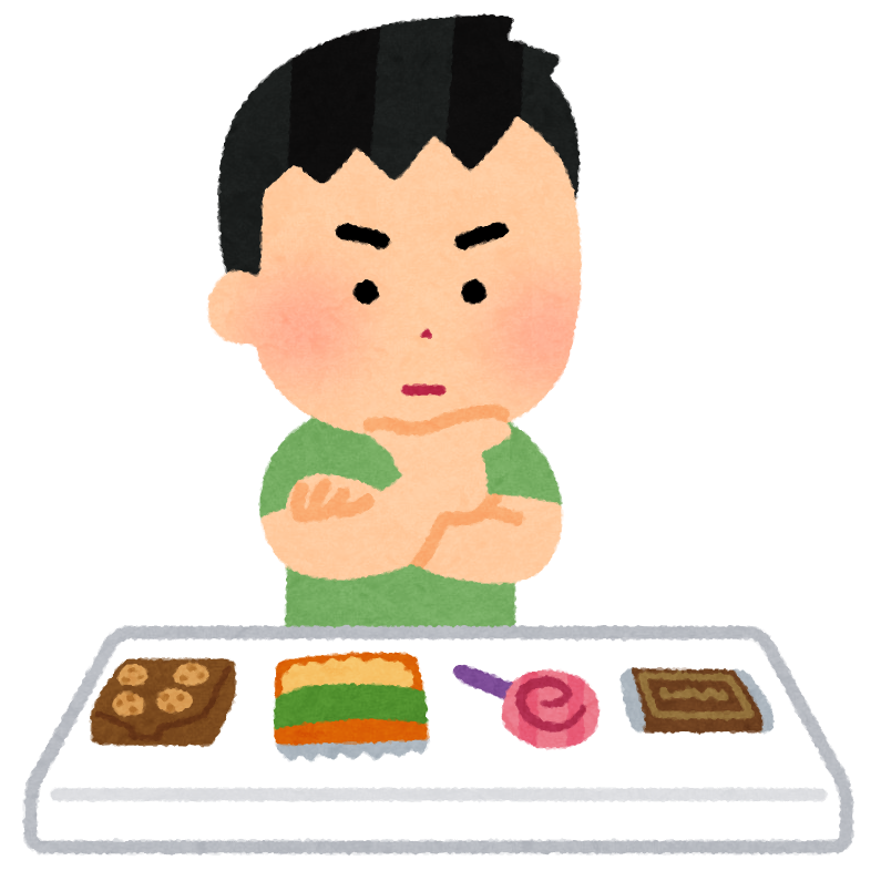 お菓子を選ぶ男性