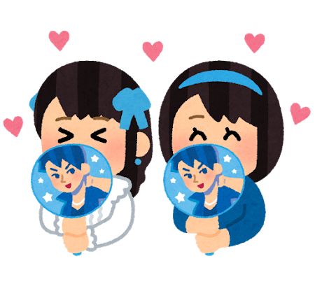 推しアイドルを応援する女性ファンがうちわを持って喜んでいる様子のイラスト。熱量の高い顧客層の行動データを示すイメージ。