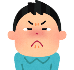 涙をこらえて悔しそうな表情をする男性のイラスト。データ分析で期待と異なる結果が出た際の心情を表現するイメージ。